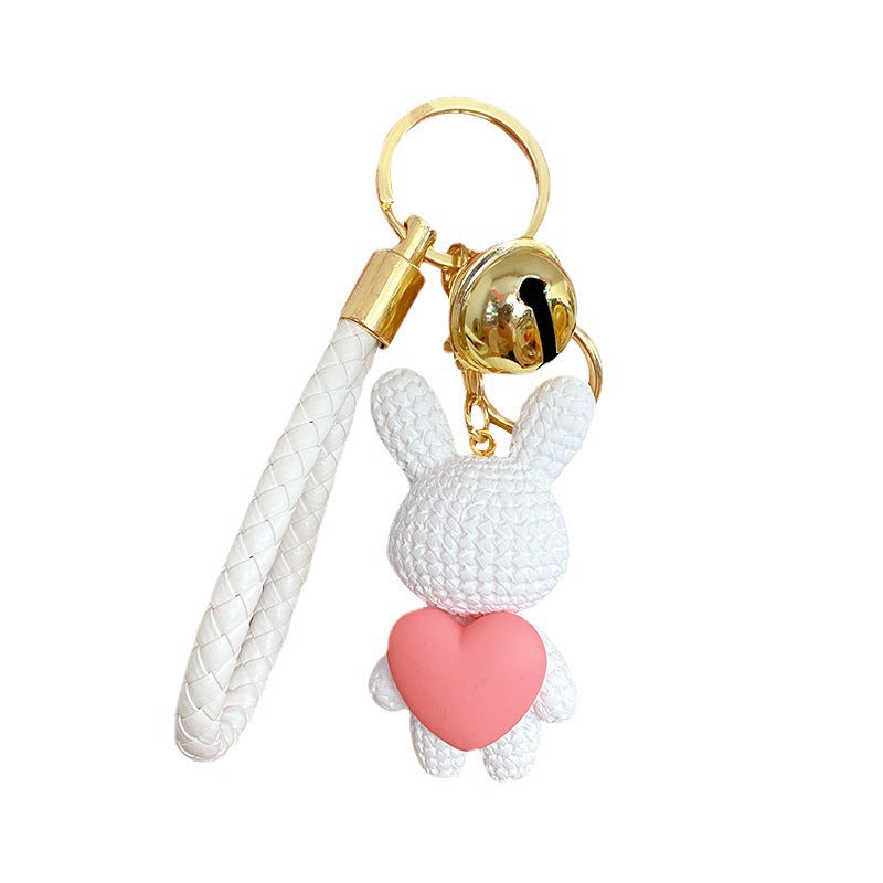 Wholesale Resin Peach Heart Woven Love Rabbit Keychain